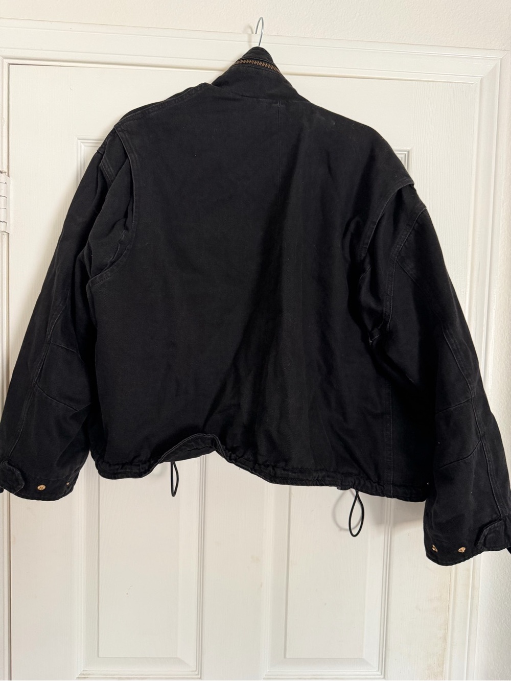 All Saints Black Cropped Bomber Jacket with Gold Hardware - Picture 2 of 2